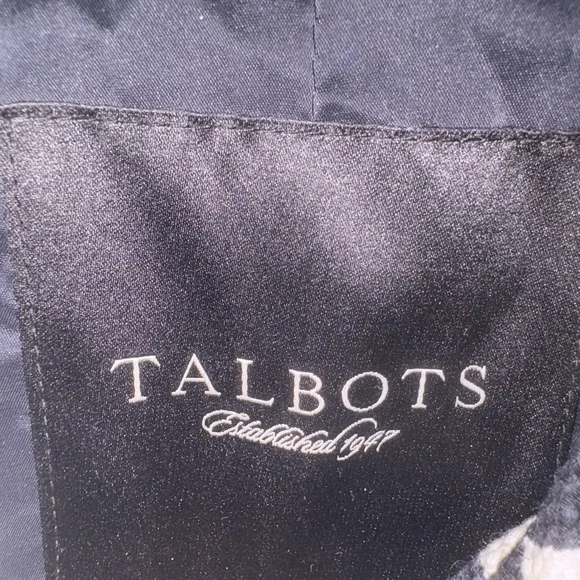 Talbots Women's Coat 14 EUC Navy Circle Print 40s Style Mid-Length Button-Up Lin - Picture 4 of 10